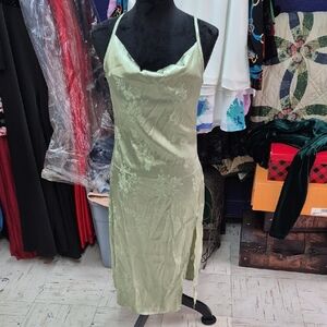 Chic Floral Slip Dress in Light Green